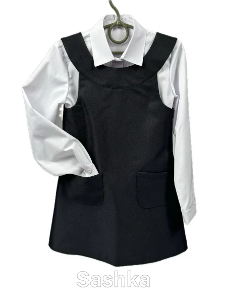 Сарафан для дівчинки шкільний  чорний (напіввовна), розмір 116-146